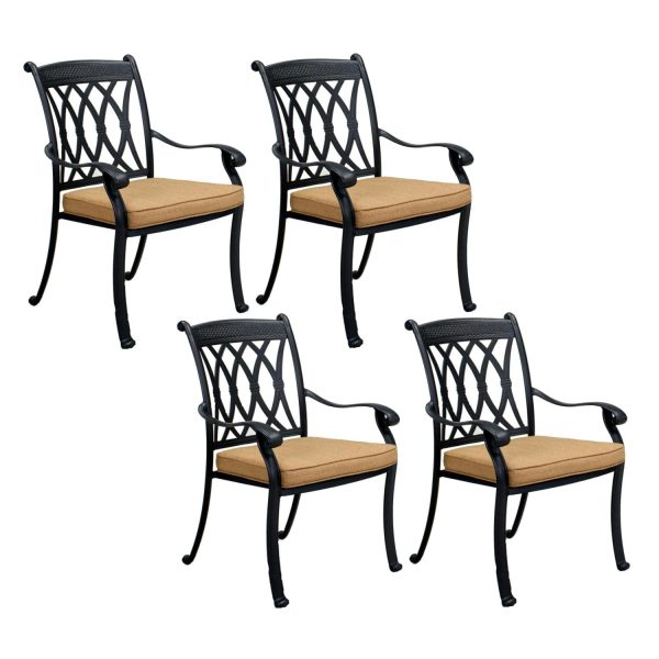 Capri Cast Aluminum 4 Pc Set Dining Chair Set in Antique Bronze/Sesame by Darlee