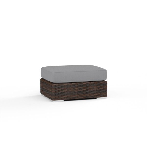 Montecito Wicker Patio Ottoman in Canvas Granite w/ Self Welt By Sunset West