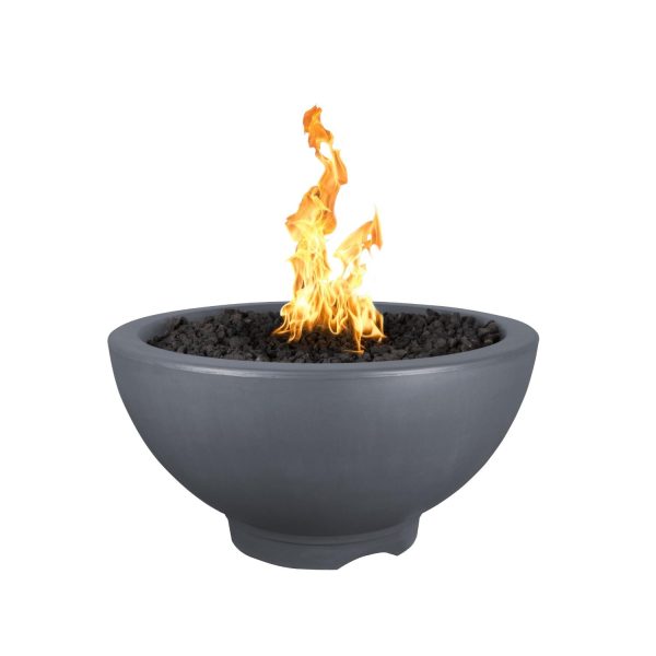 Sonoma 38 Inch Round GFRC Natural Gas Fire Pit w/ Glow Plug in Gray by The Outdoor Plus