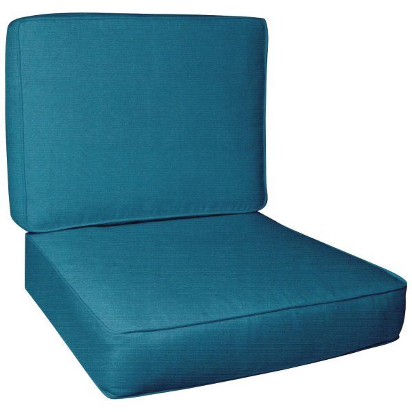 Sunbrella Spectrum Peacock Large Outdoor Replacement Club Chair Cushion Set W/ Piping By BBQGuys Signature