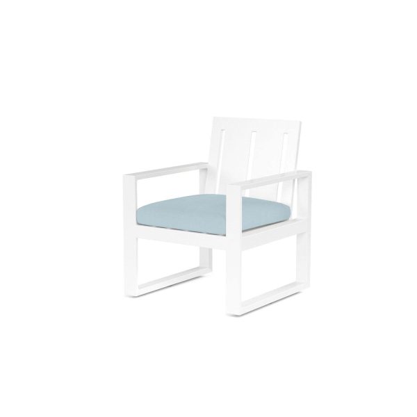Newport Aluminum Dining Chair in Canvas Skyline w/ No Welt By Sunset West