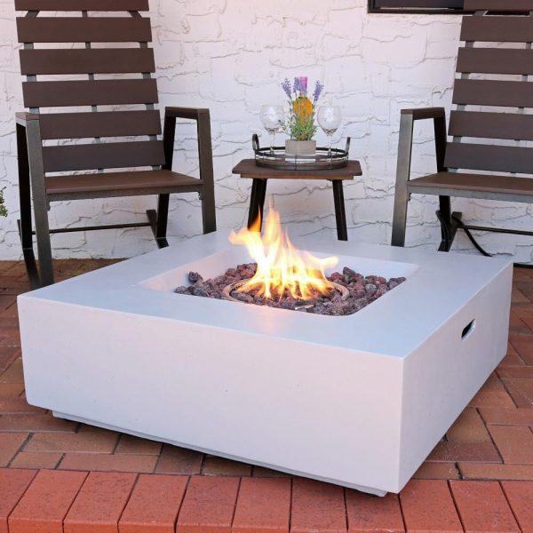 35 Inch Square Concrete Propane Fire Pit Table in by Ultimate Patio