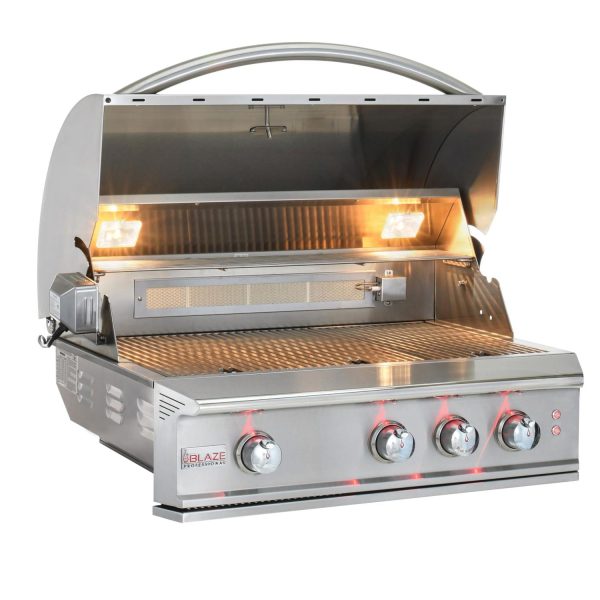 Blaze Professional LUX 34-Inch 3-Burner Built-In Propane Gas Grill w/ Rear Infrared Burner - BLZ-3PRO-LP