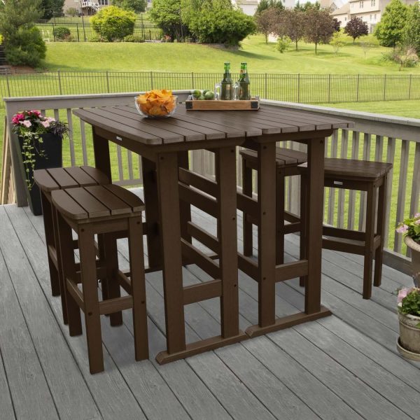 Hart Lane 6 Pc Recycled Plastic Bar Height Dining Set in Weathered Acorn by Lakeview Outdoor Designs