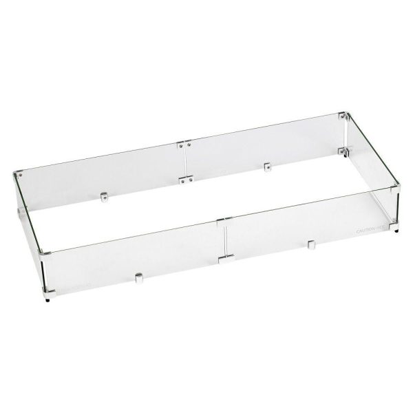 BBQGuys Signature Polished Glass Flame Guard For 36-Inch Rectangular Drop-In Fire Pit Pans - FG-AFPP-36