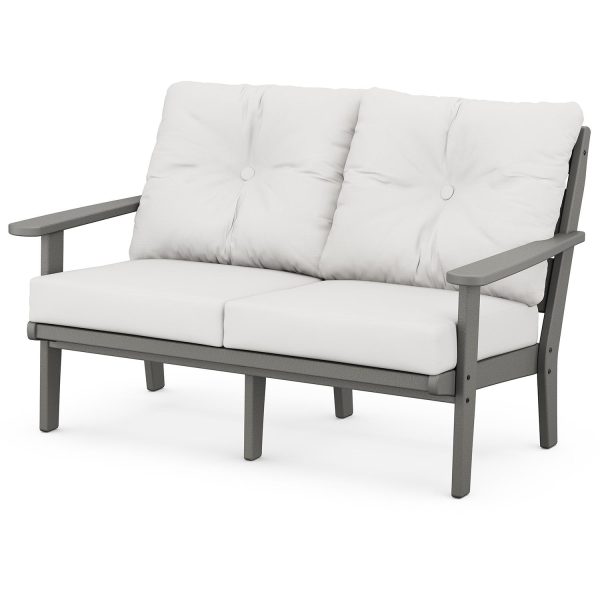 Lakeside Recycled Plastic Loveseat in Slate Gray/Natural Linen by POLYWOOD