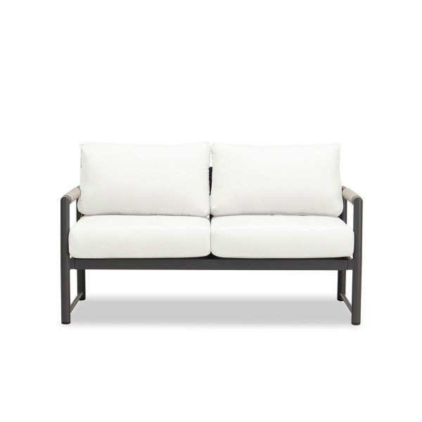 Avenue Bay 2 Person Aluminum Loveseat in Slate/Canvas Natural by Lakeview Outdoor Designs