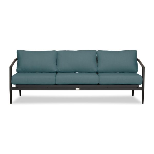 Midnight Cove 3 Person Aluminum Sofa in Black/Cast Lagoon by Lakeview Outdoor Designs