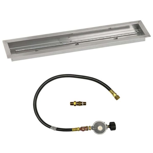 BBQGuys Signature 36 X 6 Inch Stainless Steel Linear Drop-In Fire Pit Pan with Match Light Kit - Propane