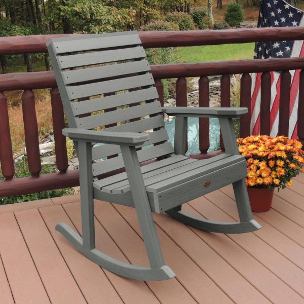 Elm Pointe Recycled Plastic Rocking Chair in Coastal Teak by Lakeview Outdoor Designs