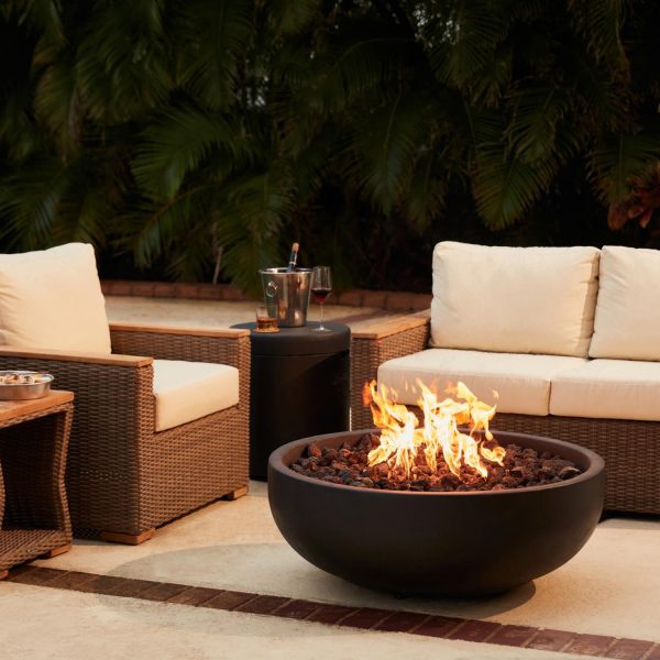 Blaze 38 Inch Round Concrete Natural Gas Fire Bowl in Phantom