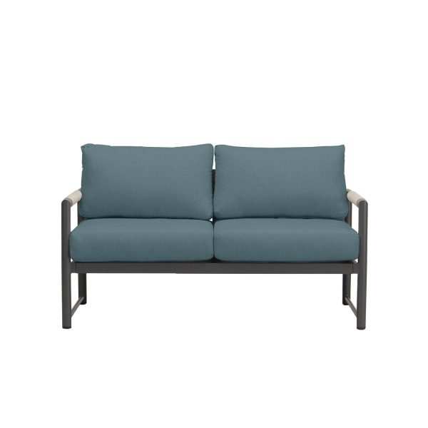 Avenue Bay 2 Person Aluminum Loveseat in Slate/Cast Lagoon by Lakeview Outdoor Designs