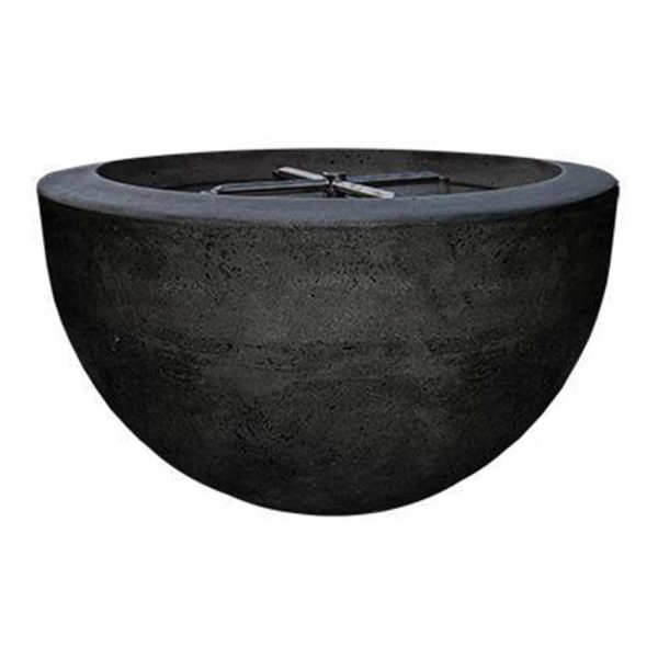 Valley Bay 3 30 Inch Round GFRC Propane Fire Bowl in Ebony by Lakeview Outdoor Designs