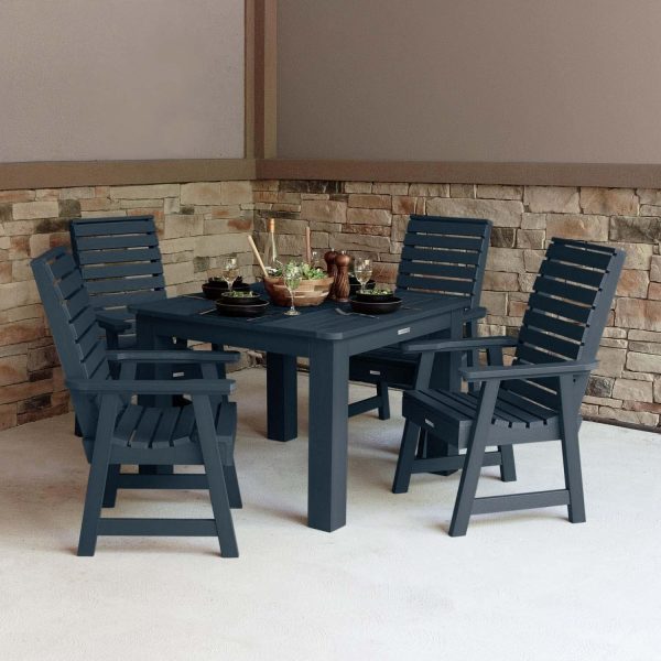 Elm Pointe 5 Pc Recycled Plastic Square Dining Set in Federal Blue by Lakeview Outdoor Designs