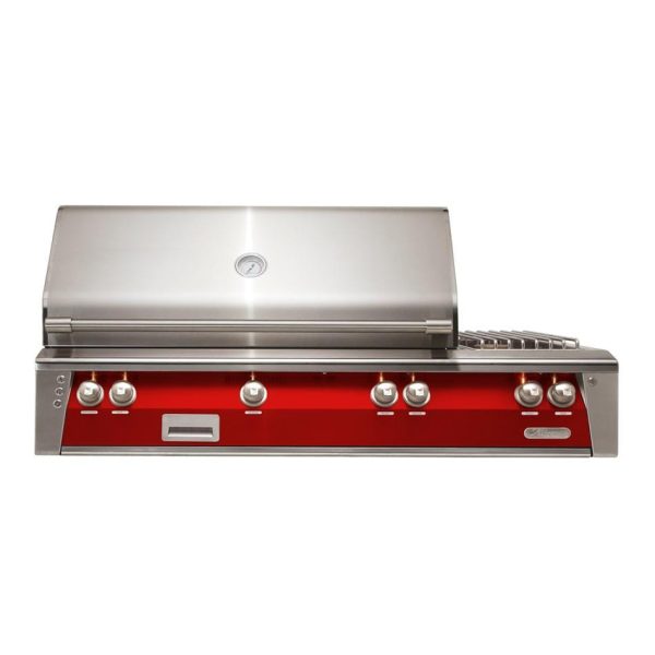 Alfresco ALXE 56-Inch Built-In Natural Gas Deluxe Grill With Rotisserie And Side Burner in Carmine Red - ALXE-56-NG-S3002