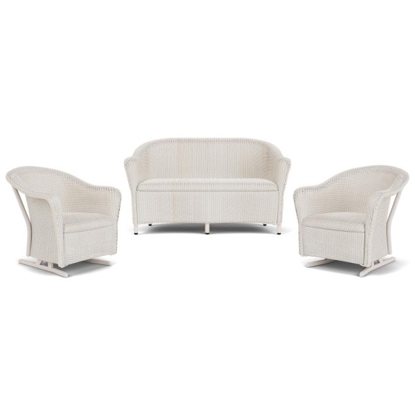 Reflections 3 Pc Lloyd Loom Seating Set w/ Rocking Chairs in Antique White by Lloyd Flanders