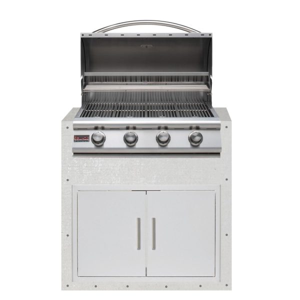 BBQGuys Signature 36-Inch Ready for Finish Outdoor Kitchen Module w/ Blaze LBM 32-Inch Propane Grill & Double Doors