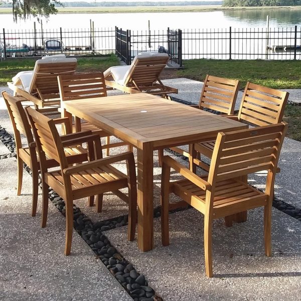 Avant 7 Piece Teak Patio Dining Set W/ 63 X 35 Inch Rectangular Table By Royal Teak Collection