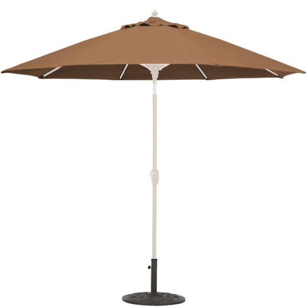 Galtech 9 Ft. Bar Height Octagonal Aluminum Patio Market Umbrella W/ Crank Lift And Auto Tilt - White Frame W/ Sunbrella Canvas Teak Canopy