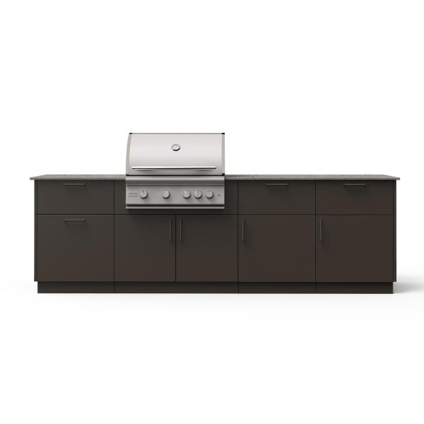 Blaze High Noon 10-Ft Outdoor Kitchen Island w/ 32-Inch LTE+ Natural Gas Grill in Architectural Bronze w/ Keon Countertop