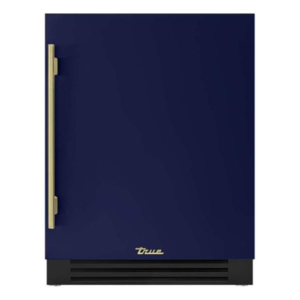 True ADA Height 24 Inch 105 Can 12 Bottle Right Hinge Outdoor Beverage Center - Cobalt w/ Brass Handle - TUBADA-24-RS-A~078-H01