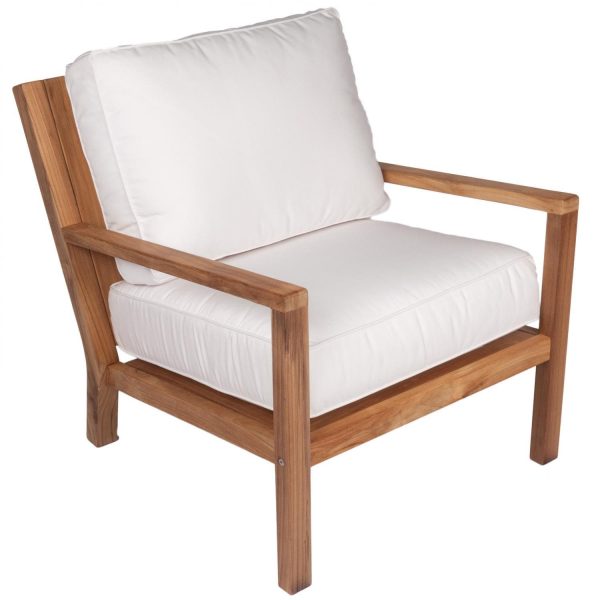 Coastal Teak Club Chair in Canvas Natural by Royal Teak Collection