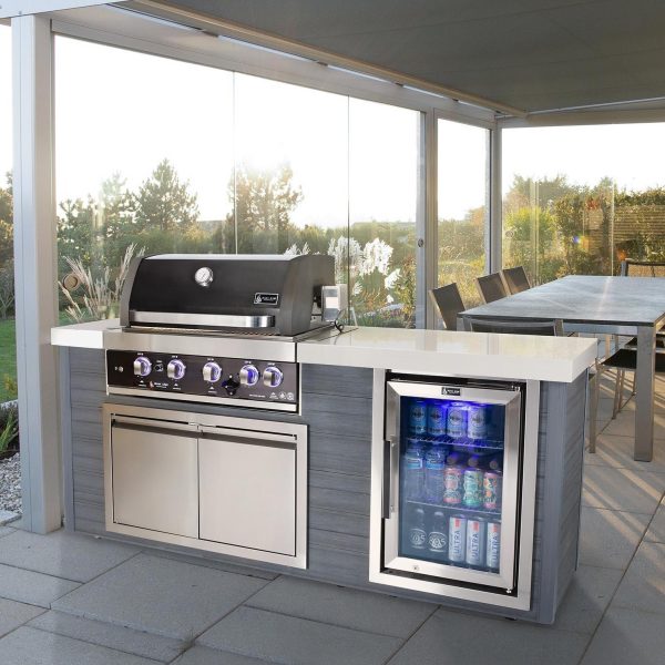 Mont Alpi Artwood 6.5 Ft Natural Gas Outdoor Kitchen Island w/ 4-Burner Grill - MA400-AWBSS