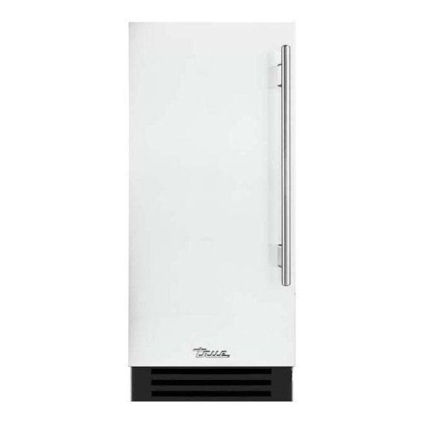 True 15 Inch 85 Lb. Left Hinge Outdoor Ice Maker - Matte White w/ Stainless Steel Handle - TUI-15-L-OP-D~DSK-030-H04