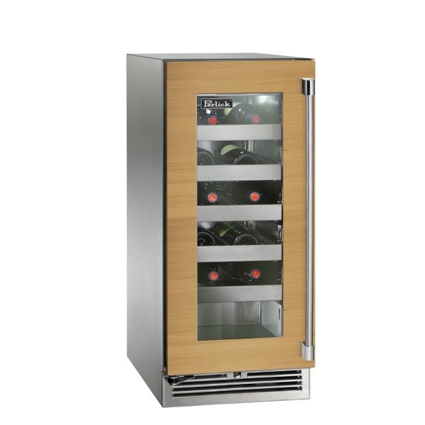 Perlick 15-Inch Signature Series Stainless Steel Panel Ready Glass Door Outdoor Wine Reserve - Left Hinged - HP15WO-4-4L