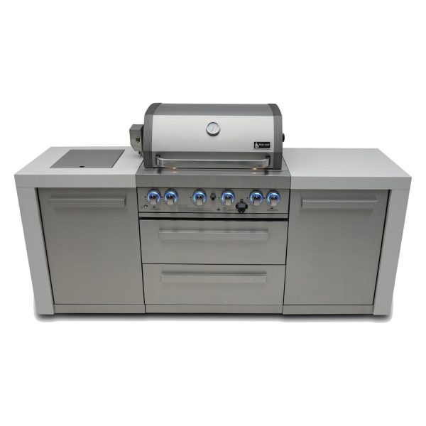 Mont Alpi 7 Ft Propane Outdoor Kitchen Island w/ Side Burner - MAi400-D