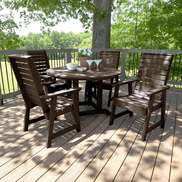 Elm Pointe 5 Pc Recycled Plastic Dining Set in Weathered Acorn by Lakeview Outdoor Designs