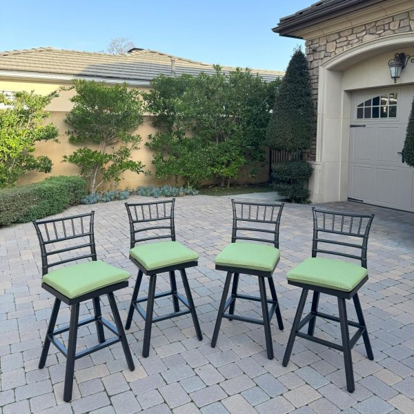 Bella 4 Pc Aluminum Swivel Counter Height Bar Stool Set in Green/Dark Brown by Darlee