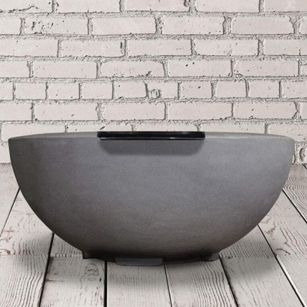 Valley Bay 29 Inch Round GFRC Propane Fire Bowl in Gray by Lakeview Outdoor Designs