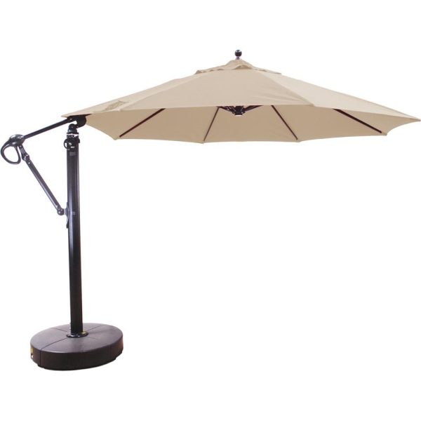 Galtech 11 Ft. Octagonal Aluminum Patio Cantilever Umbrella W/ Easy Lift And Easy Tilt Wheel - Antique Bronze Frame W/ Sunbrella Canvas Antique Beige Canopy
