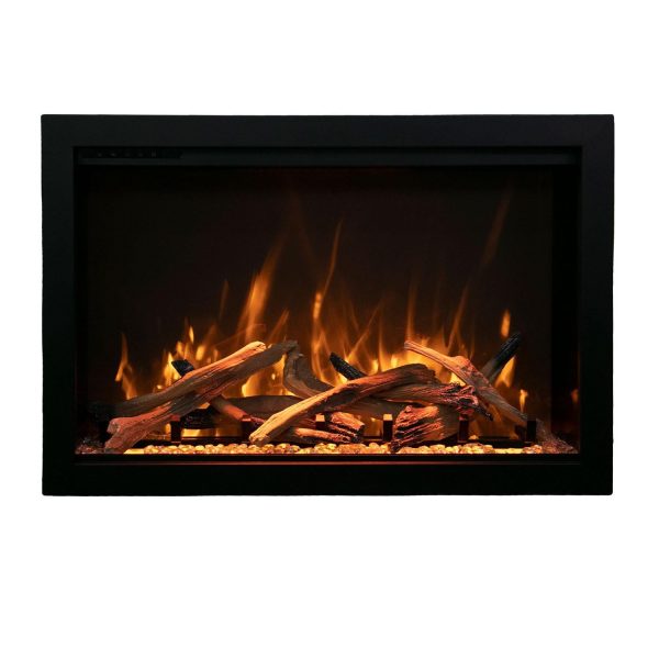Amantii Traditional Bespoke 33-Inch Built-In Indoor/Outdoor Electric Fireplace W/ Thermostatic Remote, WiFi Capable - TRD-33-BESPOKE