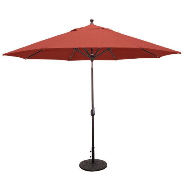 Galtech 11 Ft. Octagonal Aluminum Patio Market Umbrella W/ Crank Lift And Deluxe Auto Tilt - Antique Bronze Frame W/ Sunbrella Canvas Henna Canopy