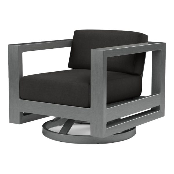 Redondo Aluminum Swivel Club Chair in Slate/Spectrum Carbon by Sunset West