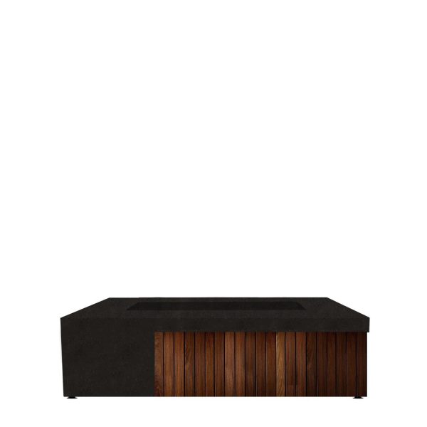 Islandwood 72 Inch Rectangular GFRC Propane Fire Pit Table in Ebony by Lakeview Outdoor Designs