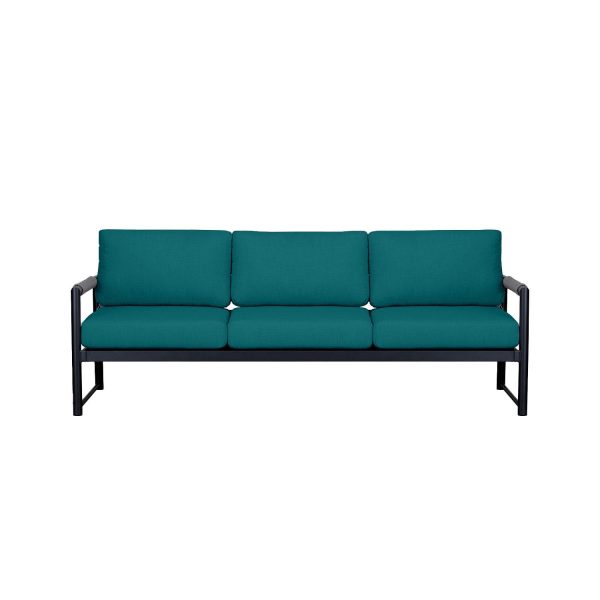 Avenue Bay 3 Person Aluminum Sofa in Black/Spectrum Peacock by Lakeview Outdoor Designs