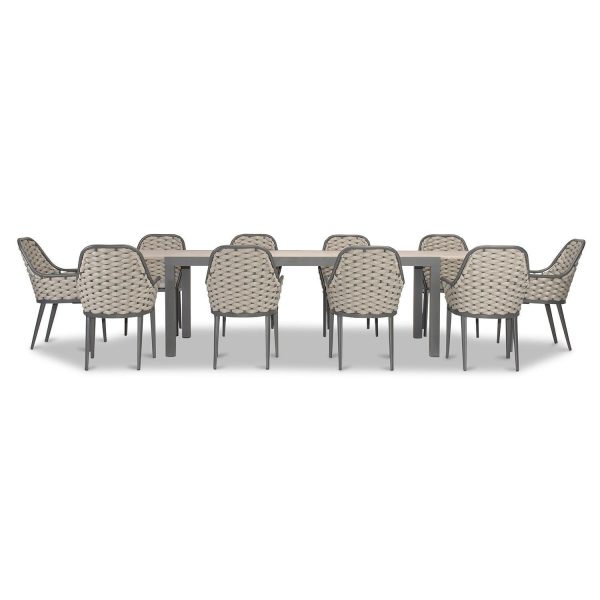 Chloe Bay 13 Pc Aluminum Extendable Dining Set in Slate/Barnwood by Lakeview Outdoor Designs