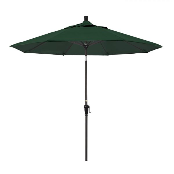 California Umbrella 9 Ft. Octagonal Aluminum Auto Tilt Patio Umbrella W/ Crank Lift & Aluminum Ribs - Bronze Frame / Sunbrella Canvas Forest Green Canopy