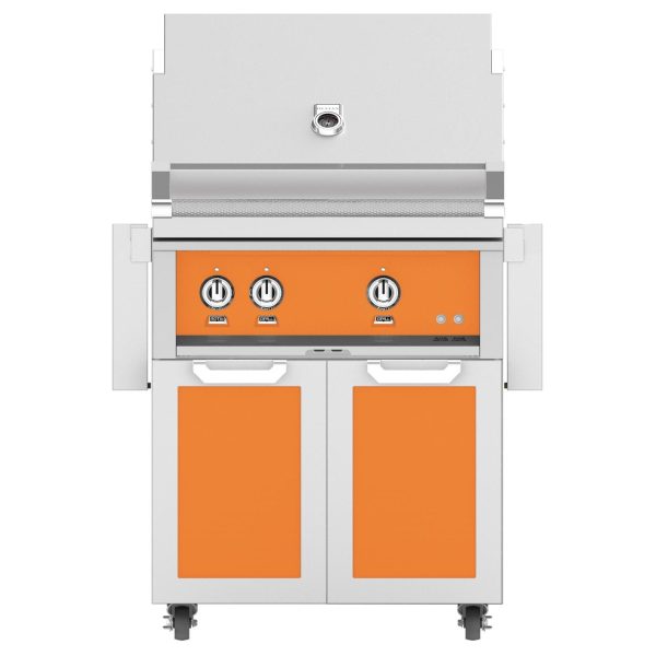 Hestan 30-Inch Propane Gas Grill W/ Sear Burner & Rotisserie On Double Door Tower Cart - Citra - GMBR30-LP-OR