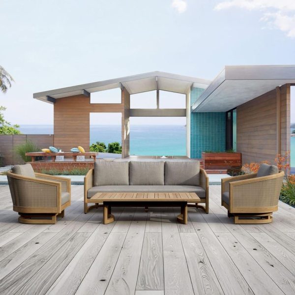 Diamond Cay 4 Pc Teak Seating Set in Cast Slate by Lakeview Outdoor Designs