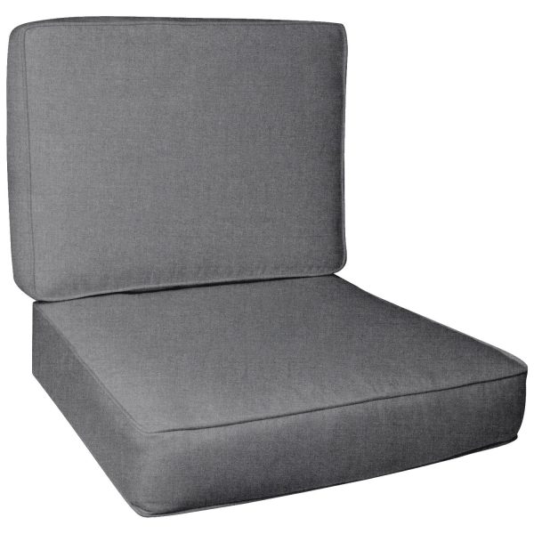 Sunbrella Cast Slate Small Outdoor Replacement Club Chair Cushion Set W/ Piping By BBQGuys Signature