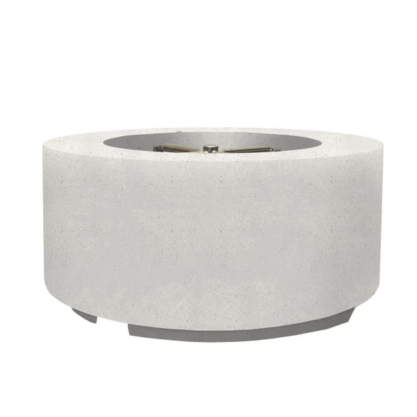Spylake View 36 Inch Round GFRC Natural Gas Fire Pit Table in Ultra White by Lakeview Outdoor Designs