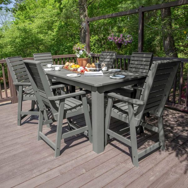 Elm Pointe 7 Pc Recycled Plastic Counter Height Dining Set in Coastal Teak by Lakeview Outdoor Designs