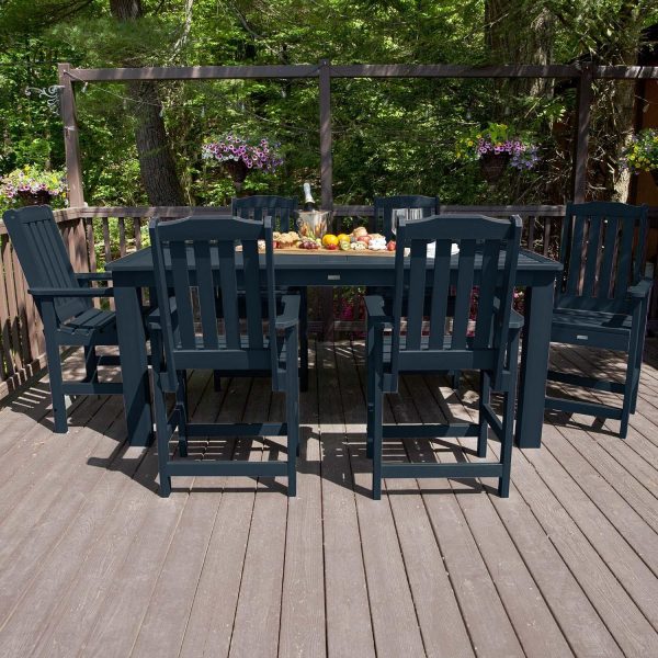 Hart Lane 7 Pc Recycled Plastic Counter Height Dining Set in Federal Blue by Lakeview Outdoor Designs