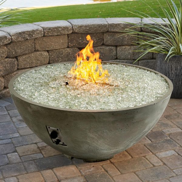 Cove 42 Inch Round GFRC Natural Gas Fire Bowl in Natural Gray by The Outdoor GreatRoom Company (Ships As Propane w/ Natural Gas Conversion Kit)