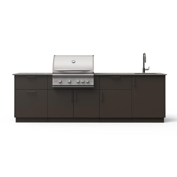 Blaze Sunset 10-Ft Outdoor Kitchen Island w/ 32-Inch LTE+ Natural Gas Grill, Sink in Architectural Bronze w/ Keon Countertop