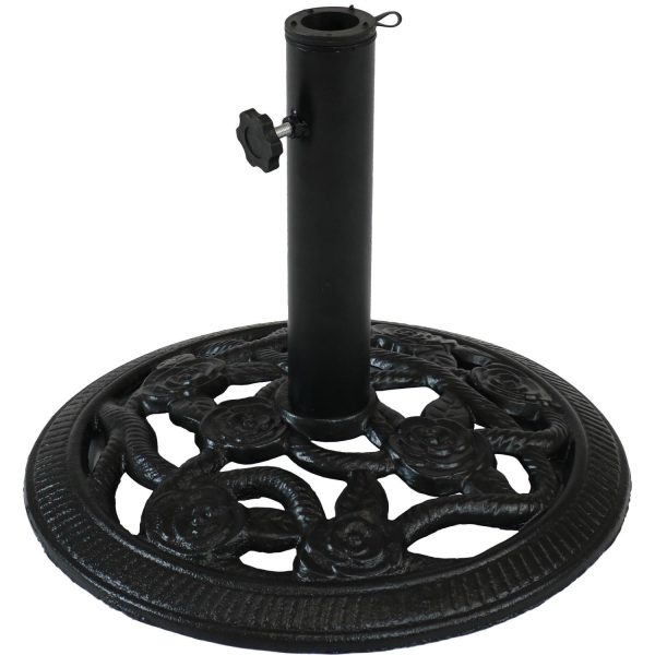 Ultimate Patio 17 Lb Rose Blossom Cast Iron Umbrella Base - Black